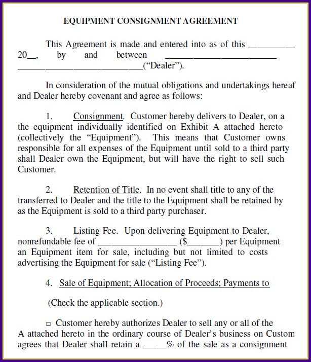 Consignment Inventory Agreement Template Consignment Inventory Agreement Template