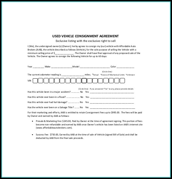Consignment Sales Contract Template Consignment Sales Contract Template