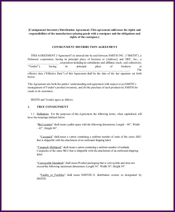 Consignment Stock Agreement Template Consignment Stock Agreement Template