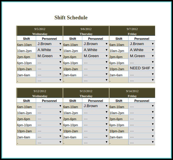 Continental Rotating Shift Schedule Template Excel Continental Rotating Shift Schedule Template Excel
