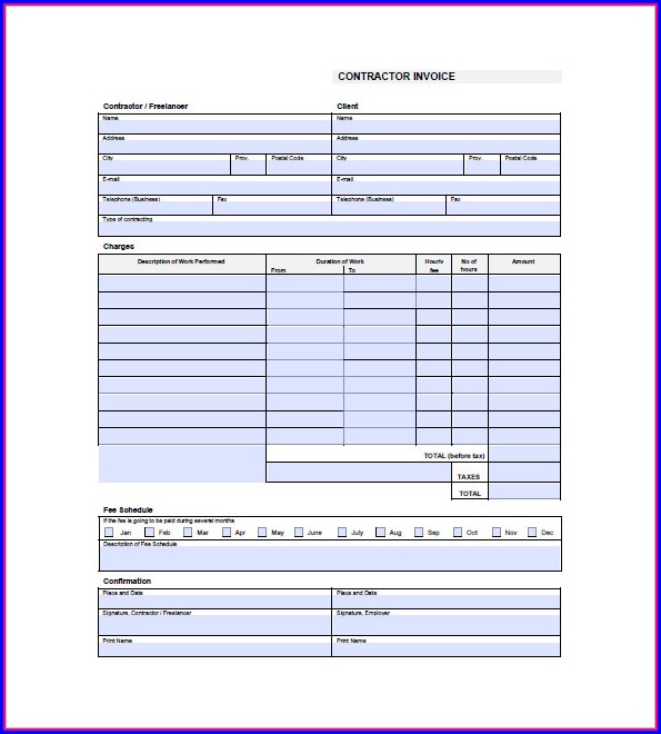 Contractor Invoice Templates Free Contractor Invoice Templates Free