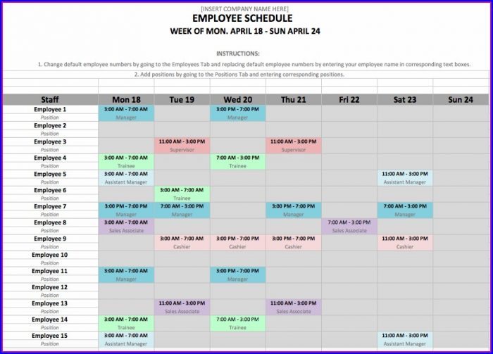 Employee Shift Schedule Excel Template Download Employee Shift Schedule Excel Template Download