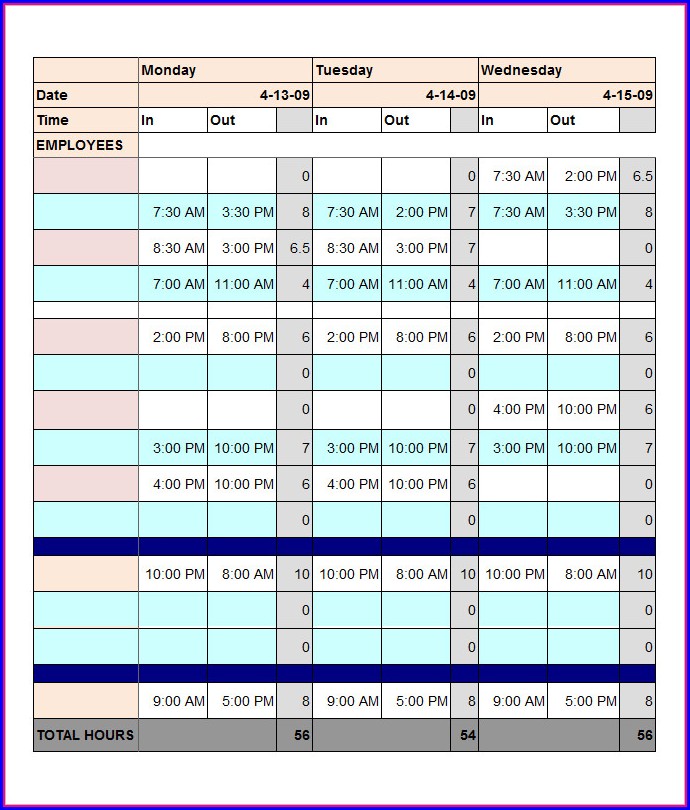 Employee Time Schedule Template Excel Employee Time Schedule Template Excel