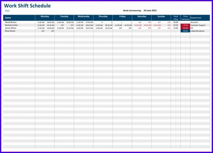Excel Employee Rotation Schedule Template Excel Employee Rotation Schedule Template