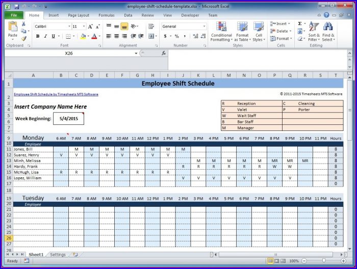 Excel Employee Shift Schedule Template Software Excel Employee Shift Schedule Template Software