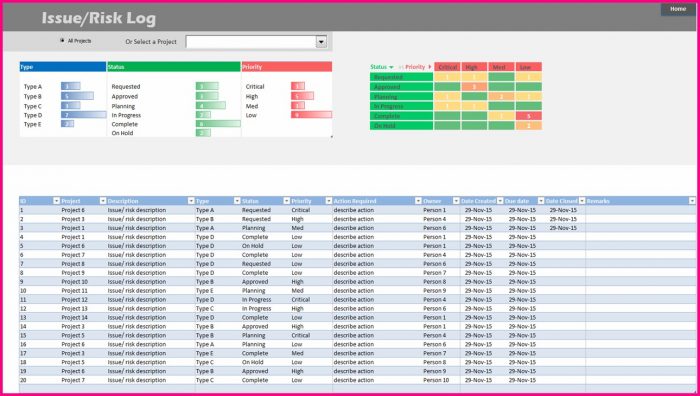 Excel Multi Project Management Template Excel Multi Project Management Template