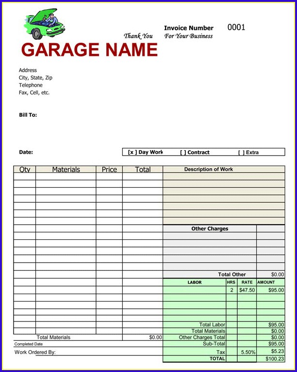 Free Auto Repair Invoice Template Word Free Auto Repair Invoice Template Word