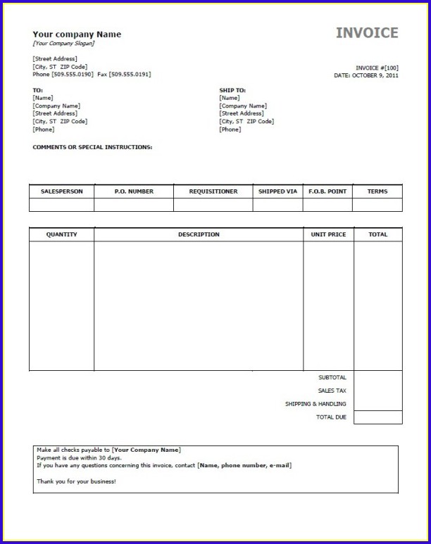 Free Billing Invoice Template Microsoft Word Free Billing Invoice Template Microsoft Word