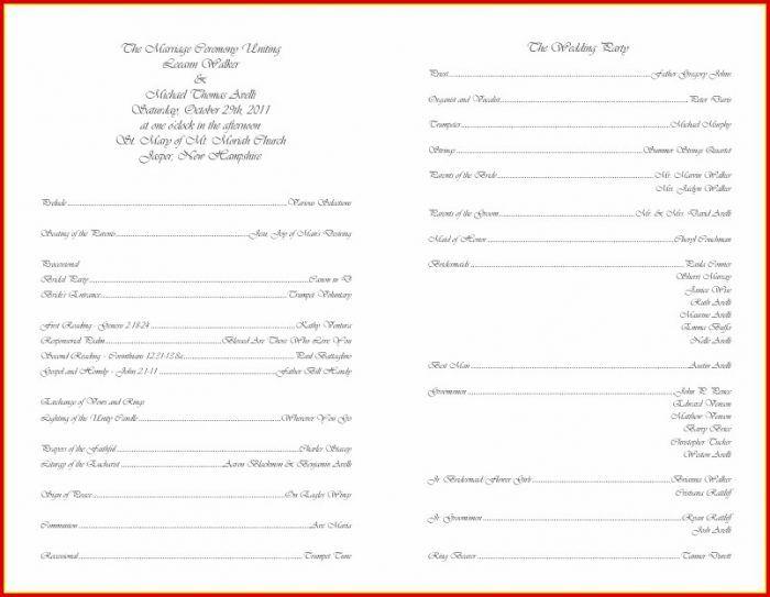Free Blank Wedding Program Templates Free Blank Wedding Program Templates