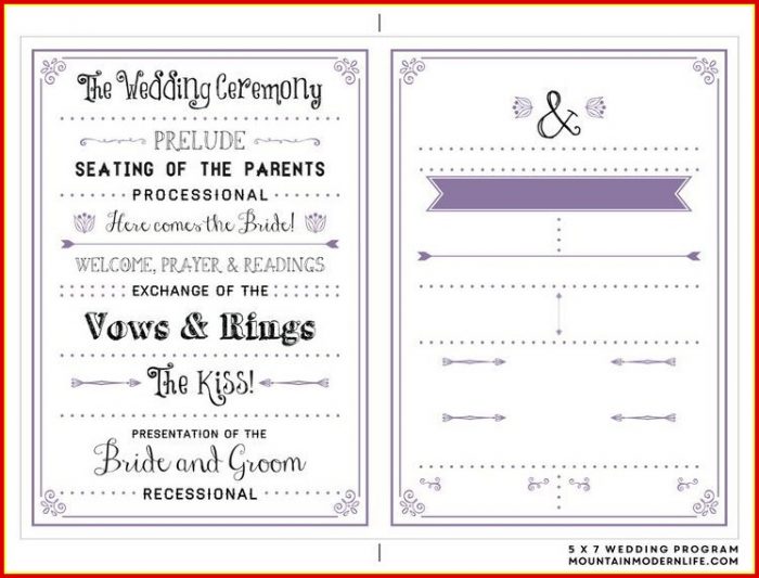 Free Diy Wedding Program Templates Free Diy Wedding Program Templates
