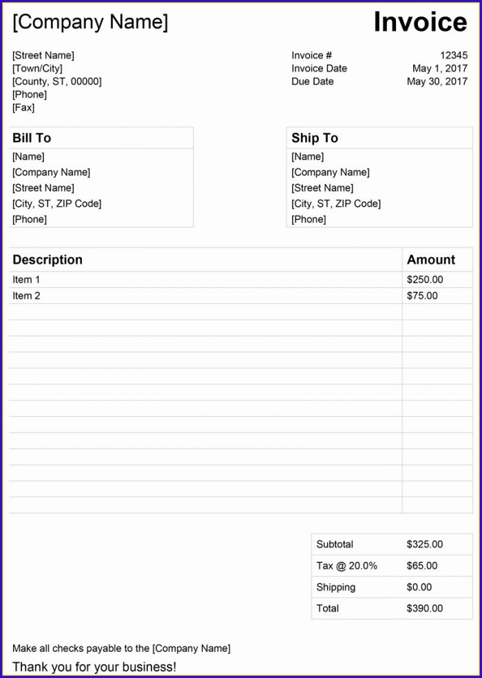 Free Invoice Template Word 2003 Free Invoice Template Word 2003