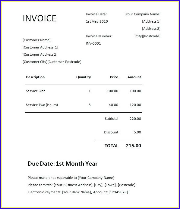 Free Invoice Template Word Document Free Invoice Template Word Document
