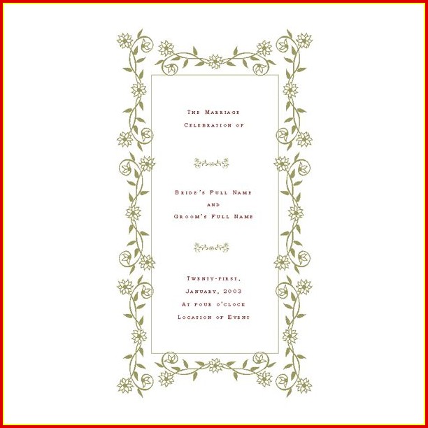 Free One Page Wedding Program Templates For Microsoft Word Free One Page Wedding Program Templates For Microsoft Word