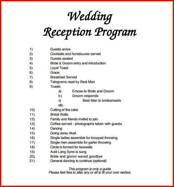 Free Printable Wedding Reception Program Templates Free Printable Wedding Reception Program Templates