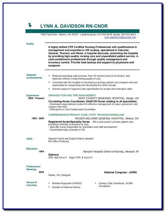 Free Professional Nurse Resume Template Free Professional Nurse Resume Template