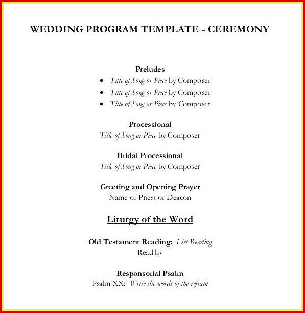 Free Simple Wedding Program Templates Free Simple Wedding Program Templates