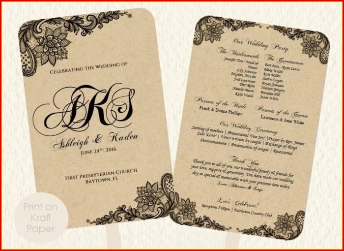 Free Vintage Wedding Program Templates Free Vintage Wedding Program Templates