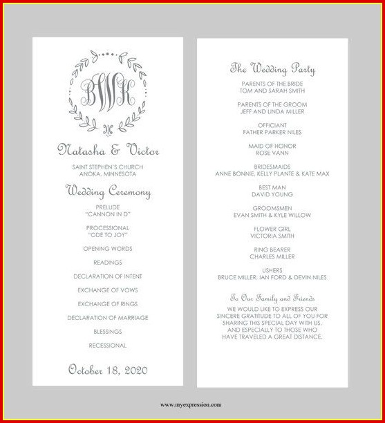 Free Wedding Ceremony Program Templates Free Wedding Ceremony Program Templates