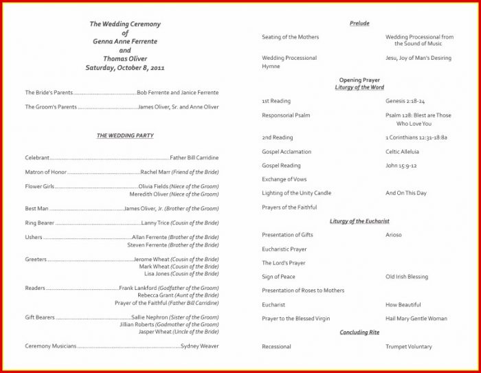Free Wedding Church Program Templates Free Wedding Church Program Templates
