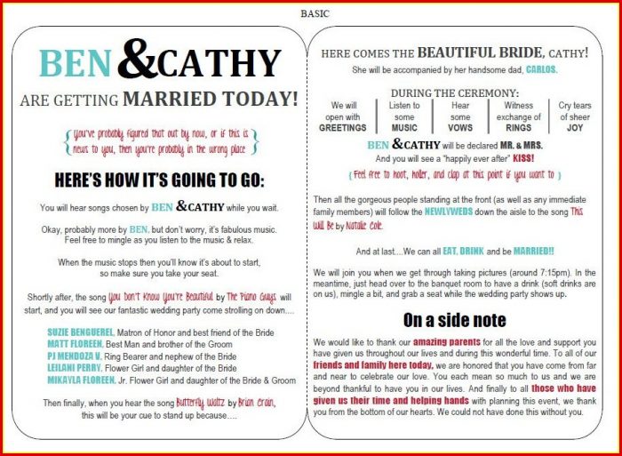 Free Wedding Program Samples Templates Free Wedding Program Samples Templates