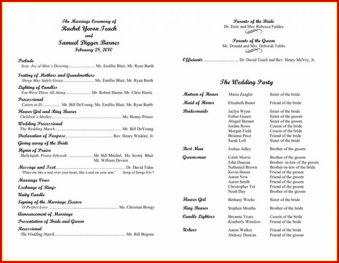 Free Wedding Program Template That Can Be Printed Free Wedding Program Template That Can Be Printed