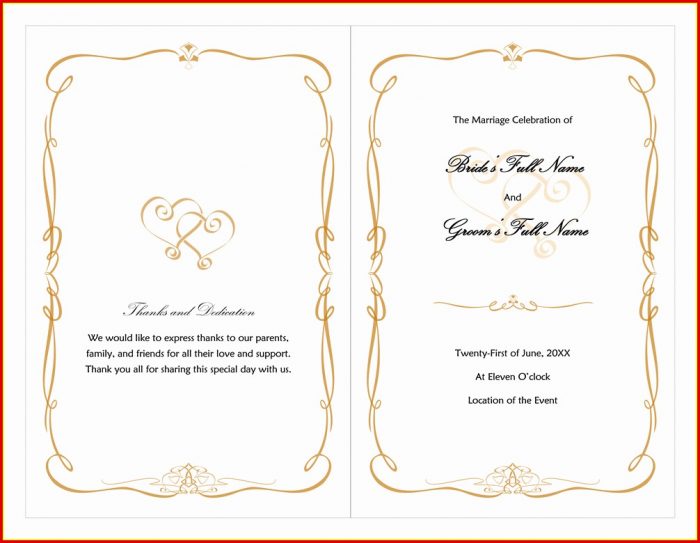 Free Wedding Program Templates For Word Free Wedding Program Templates For Word