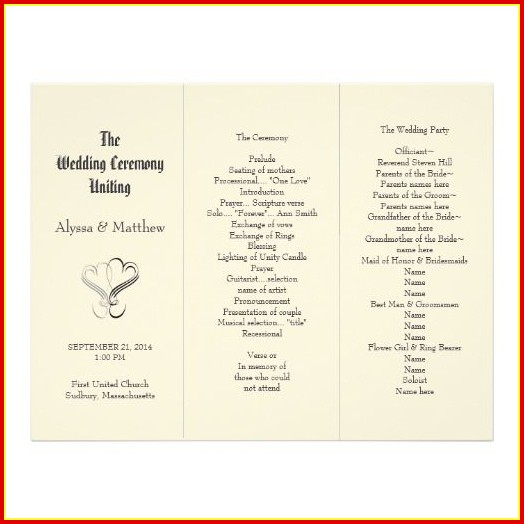 Free Wedding Program Templates Tri Fold Free Wedding Program Templates Tri Fold