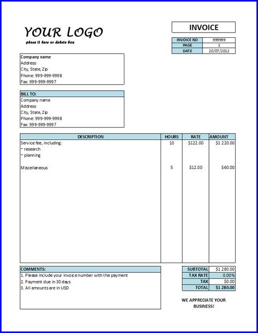 Freelance Hourly Invoice Template Freelance Hourly Invoice Template