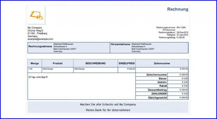 Freelance Invoice Template Germany Freelance Invoice Template Germany