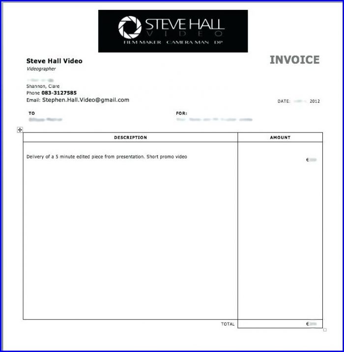 Freelance Video Invoice Template Freelance Video Invoice Template