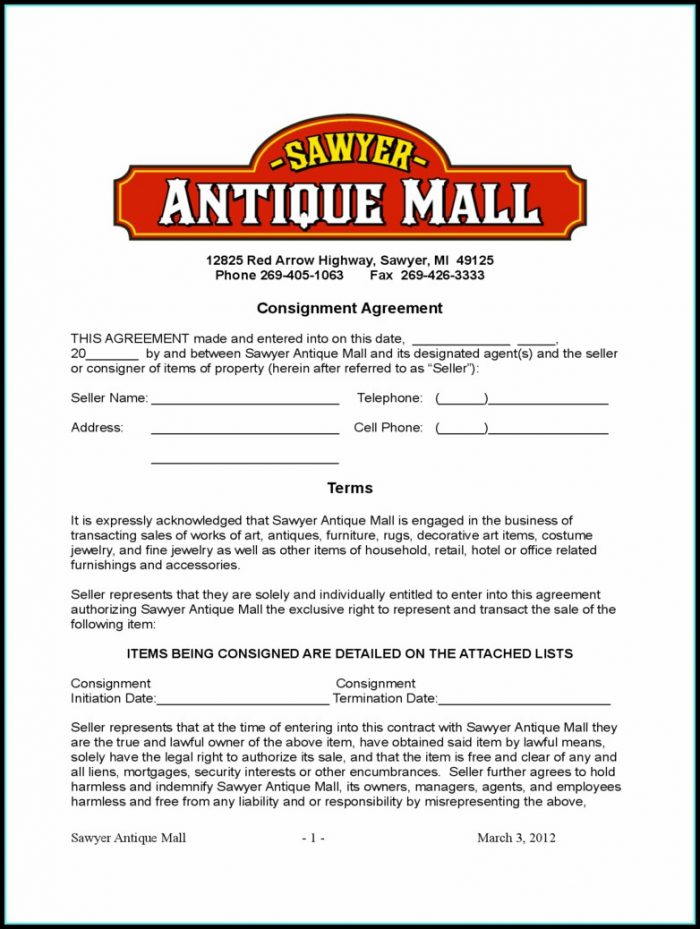 Furniture Consignment Contract Template Furniture Consignment Contract Template