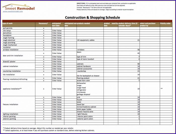 Home Renovation Project Plan Template Excel Home Renovation Project Plan Template Excel