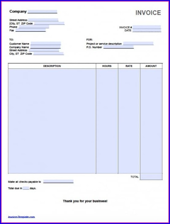 Hourly Contractor Invoice Template Hourly Contractor Invoice Template