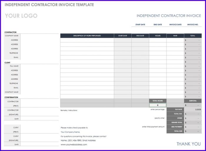 Independent Contractor Invoice Template Excel Independent Contractor Invoice Template Excel