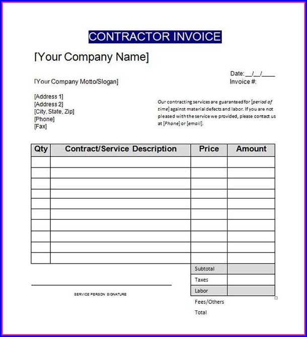 Independent Contractor Invoice Template Independent Contractor Invoice Template