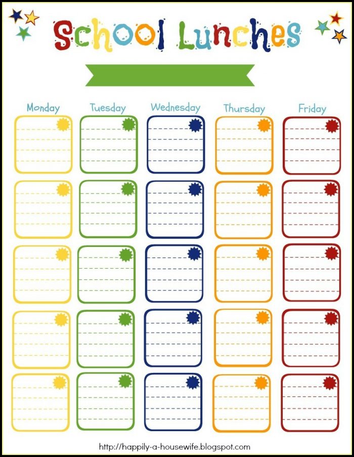 Monthly School Lunch Menu Template Monthly School Lunch Menu Template