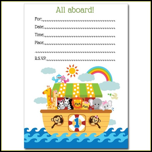 Noah's Ark Baby Shower Invitation Template Noah's Ark Baby Shower Invitation Template