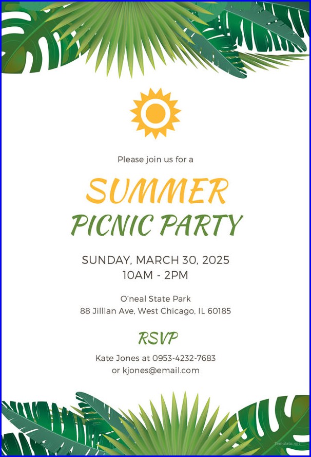 Picnic Themed Invitation Template Picnic Themed Invitation Template