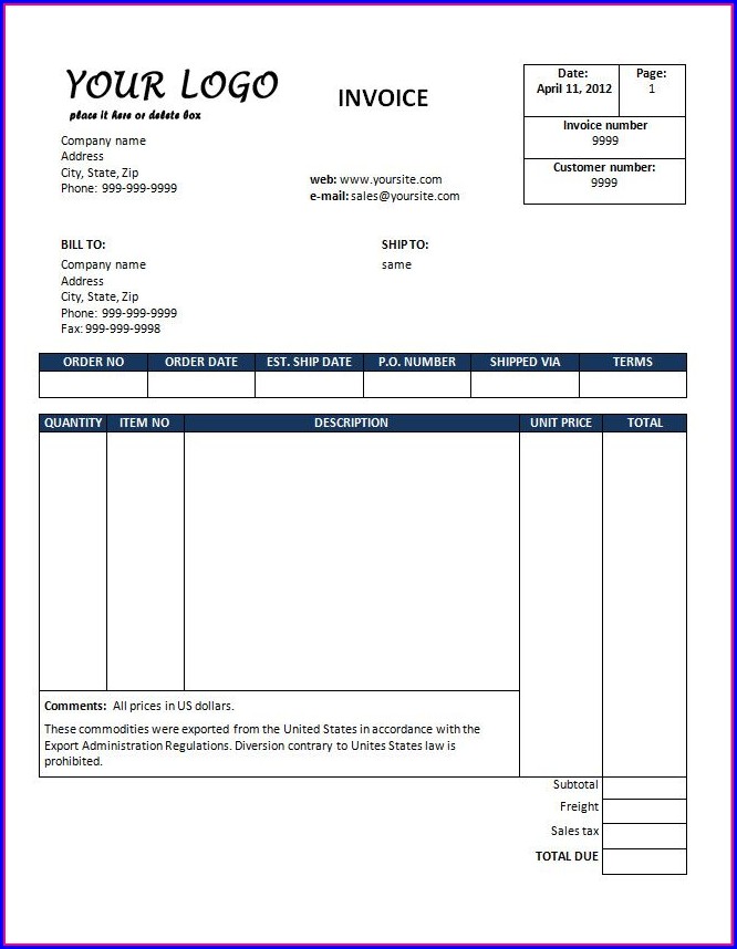 Printable Contractor Invoice Template Printable Contractor Invoice Template