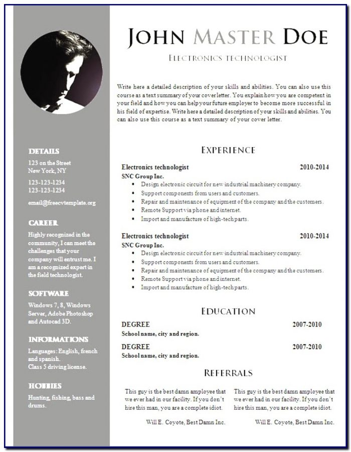 Professional Cv Template Doc Free Download Professional Cv Template Doc Free Download