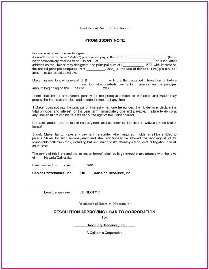 Promissory Note Blank Form Free Promissory Note Blank Form Free