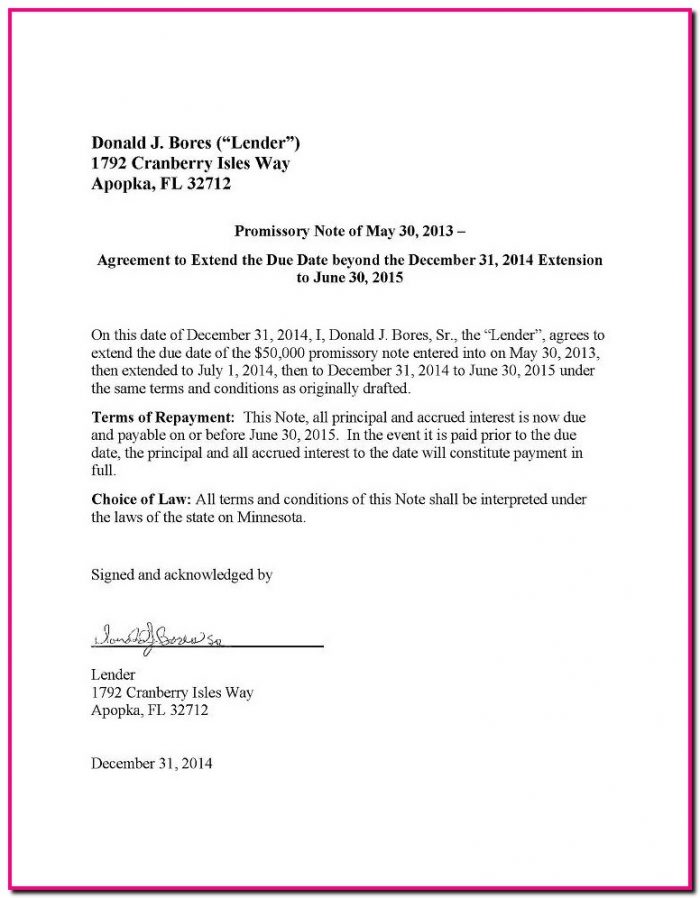 Promissory Note Extension Form Promissory Note Extension Form