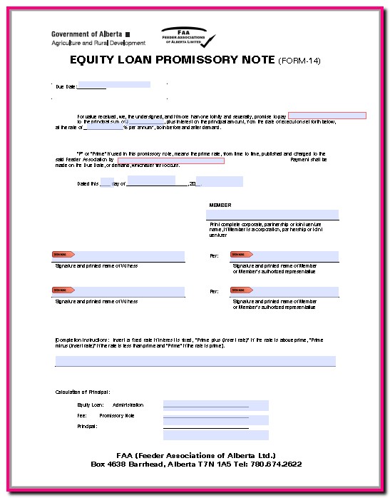 Promissory Note Template Alberta Promissory Note Template Alberta
