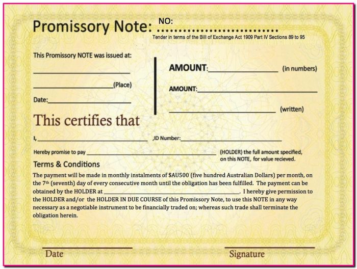 Promissory Note Template Australia Promissory Note Template Australia