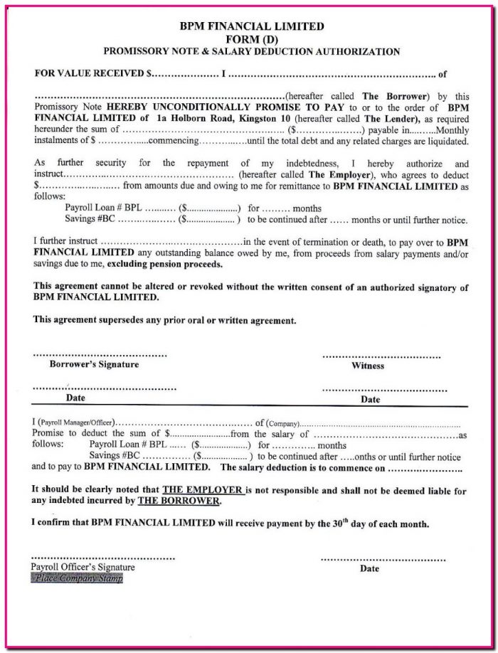 Promissory Note Template Bc Promissory Note Template Bc