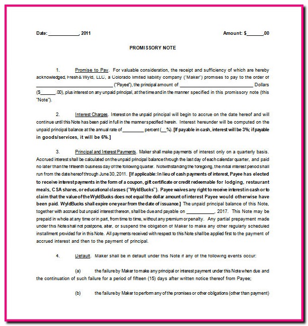 Promissory Note Template Doc Promissory Note Template Doc