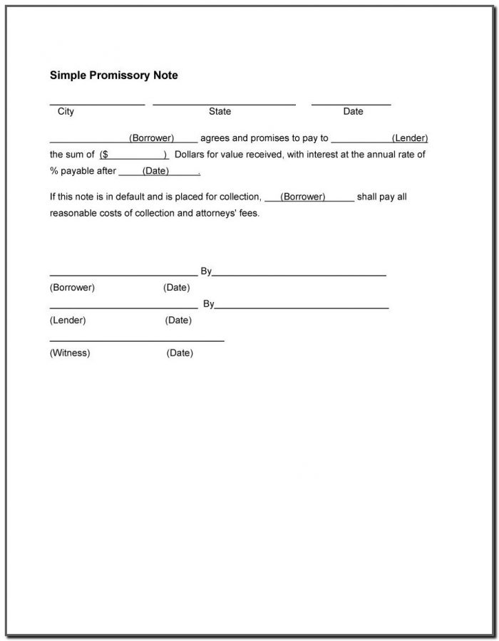 Promissory Note Template For Word Promissory Note Template For Word