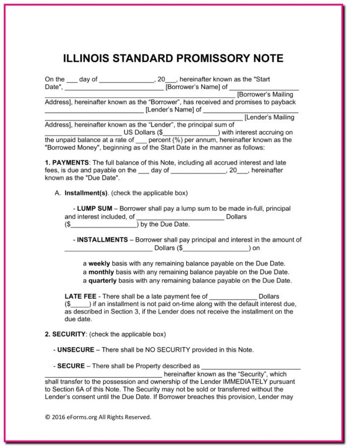 Promissory Note Template Illinois Promissory Note Template Illinois