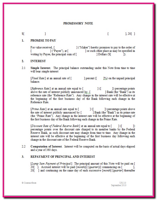 Promissory Note Template In Spanish Promissory Note Template In Spanish
