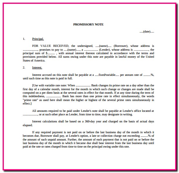 Promissory Note Template Word Document Uk Promissory Note Template Word Document Uk
